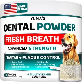 Dog Dental Powder Breath Freshener Dog Teeth Cleaning Powder Tartar and Plaque Off Remover for Dogs Probiotics Multivitamin Blend Pet Oral Care V