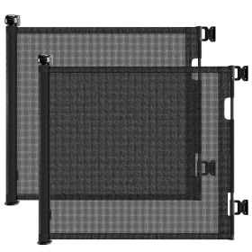 2-Pack Retractable Baby Gate, Mesh Dog Gate for Doorways, Extends up to 55" Wide, 33" Tall Child Safety Gate for Doorways, Indoor & Outdoors, Sta